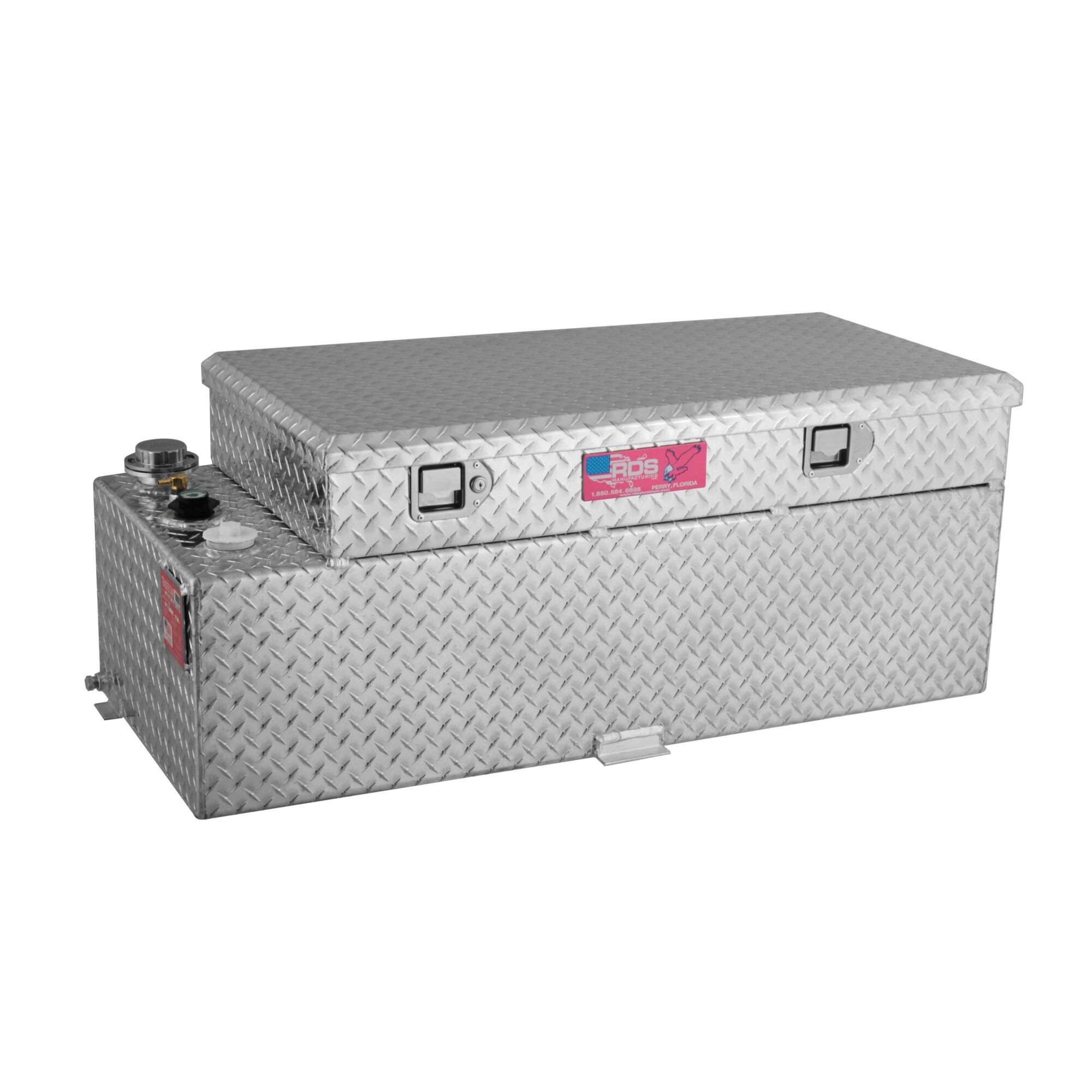 RDS Aluminum Transfer Fuel Tank Toolbox Combo, 90 Gallon, Rectangular, Diamond Plate, Model# 71788